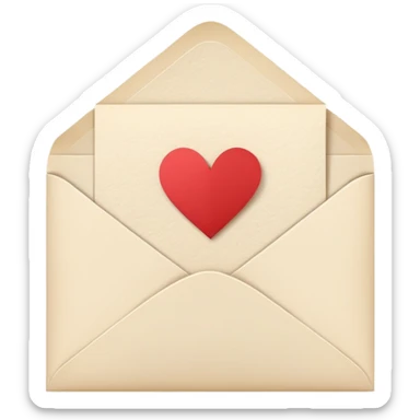 open envelope with a decorative invitation card slightly popping out, showing a heart or star icon sticker
