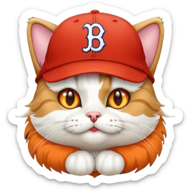 Cat wearing Boston Red Sox hat sticker