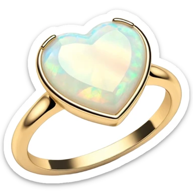 Opalescent pearlescent heart shaped opal, 14k realistic gold ring, 3D rendering, masterpiece  sticker