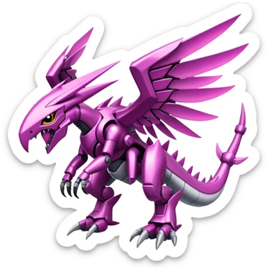  Cool Edgy Shiny Armored Ethereal Legendary Digimon-Genesect-Palkia-hybrid full body sticker