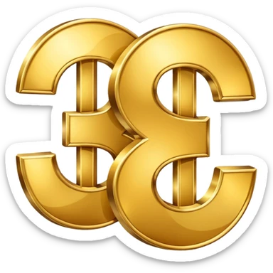 3 dollar sings together golden sticker