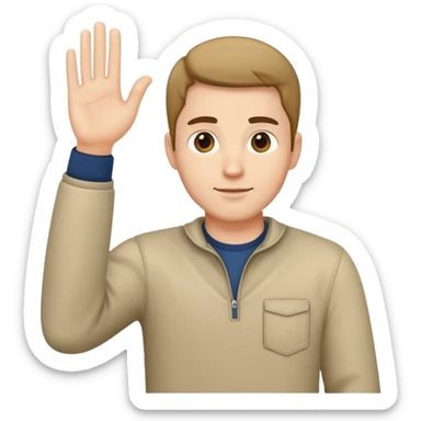 man  in casual clothes, one hand raised sticker