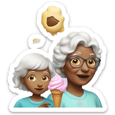 Grandma and grand daughter with unicorn ice cream  sticker