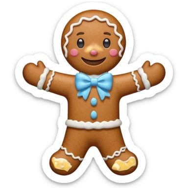 Gingerbread man with light blue bow sticker