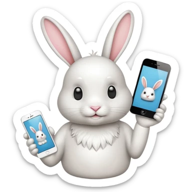 Crea un emoji de un conejo sosteniendo una glok realista de iPhone con  dos alas sticker
