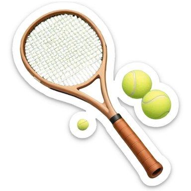 A tennis racket and ball placed on the grass court, with the lines of the court clearly visible in the background. The scene captures the essence of the sport, highlighting the equipment and the vibrant, open atmosphere of a tennis match sticker