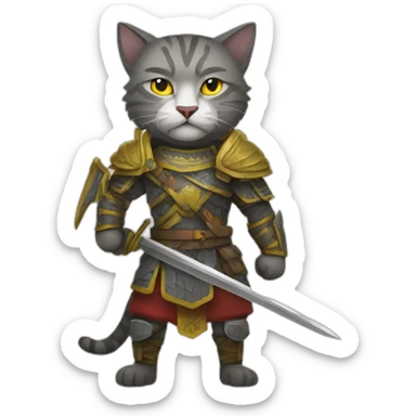 Make a drawing of a ukraine cat warrior sticker