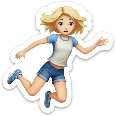 Girl distressed jumping sticker