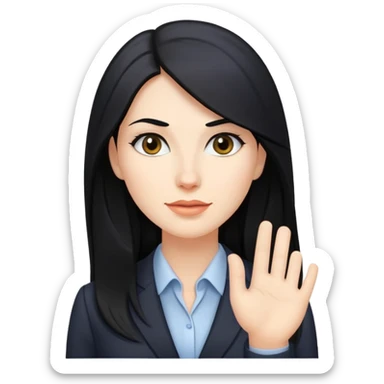 Business woman caucasian long black hair girl sticker