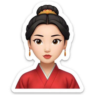 Cinematic Realistic Timeless Mulan Portrait, featuring a serene and confident Mulan with intricately detailed, natural light skin and precisely styled dark hair in a traditional bun. Her expression is calm and assured, and her simple, traditional robe is rendered with realistic textures and delicate, natural folds that catch the light beautifully. The portrait is illuminated by soft, ambient light that creates a natural, radiant finish and subtle glowing outline, perfectly capturing her enduring beauty and quiet strength in a timeless, realistic manner. sticker