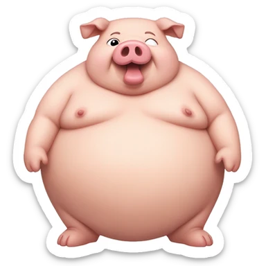 very fat obese pig big belly stomach sticker
