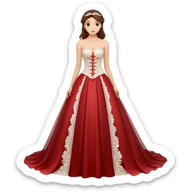 A romantic strapless A-line wedding gown with a sheer lace corset bodice and flowing floral applique skirt. sticker