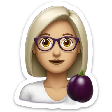 Femme à lunettes qui mange une aubergine sticker