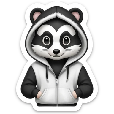 Skunk wearing a hoodie sticker
