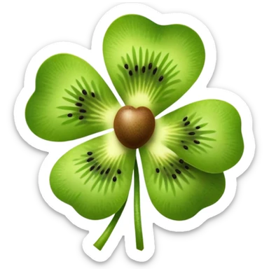 a four-leaf clover with a kiwi fruit sticker