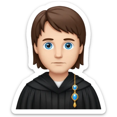 Man Judge with bluw eyes and brown hair  sticker