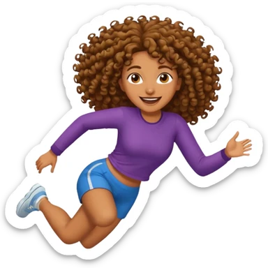 Treino de corrida mulher morena de cabelos cacheados caindo nas costas sticker