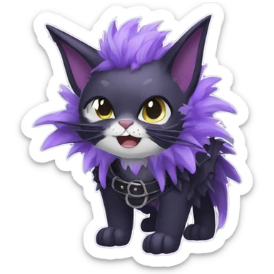 cool edgy black punk Purple ethereal fantasy nargacuga-bat-cat-Fakemon collar full body sticker