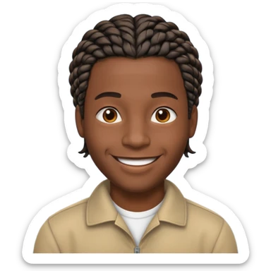 Boneco masculino negro com trança curta na raiz do cabelo sticker