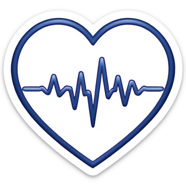 heart pules tech with the pules symbol in the middle, make the hart dark purple. navy blue outline sticker