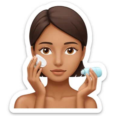 Perempuan lagi skincare (tapi yang lebih ketutup) fokus di muka sticker