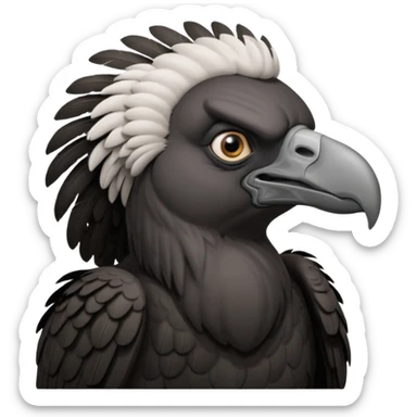   Old black angry  vulture looking ahead sticker