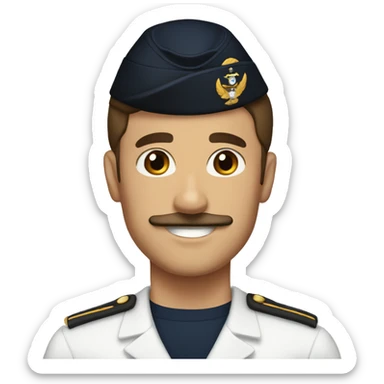 navy sailor with brown hair brown eyes and a brown mustache sticker