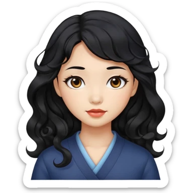 Beautiful girl,Black hair,wavy hair，long hair,Black eyes,Chinese sticker