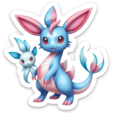 Shiny Cute Milotic-Sylveon-Glaceon-Vaporeon-Dragonair-Pokémon-hybrid-fusion full body sticker