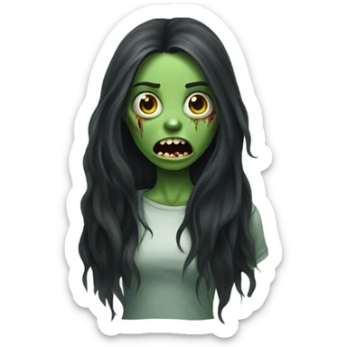 Green Zombie brunette long hair girl with mouth open horror  sticker