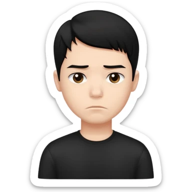 Roblox Avatar whit black shirt and sleek boy har sad sticker