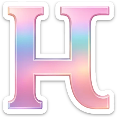 Iridescent pastel pink romantic formal elegant sophisticated cultured neat pretty beautiful nifty cute poetic Font setting icon with letter H sticker
