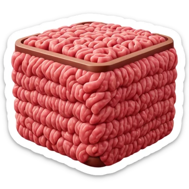 raw ground meat object icon, fresh minced beef, 3D cartoon, mobile game icon style, clean background, soft shadow, no text, no watermark
 sticker