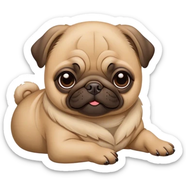 Cinematic Meme-Worthy Chubby Sleeping Fawn Pug Portrait Emoji, Head resting peacefully with a contented smile, showcasing a delightfully chubby build and a luxuriously soft fawn coat, eyes shut in a serene nap, Simplified yet hilariously adorable features, highly detailed, glowing with a soft, drowsy light, high shine, relaxed and utterly lovable, stylized with an air of playful laziness, bright and heartwarming, soft glowing outline, capturing the essence of a comically sleepy companion, so meme-worthy it feels like it could instantly become the next viral sensation of adorable slumber! sticker