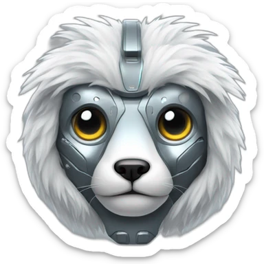 Cyber futuristic silver furry robot  sticker