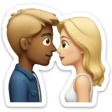 Couple kissing woman with long brown hair man with short blonde hair sticker