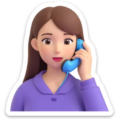 girl talking on phone bedroom background, close up pose sticker