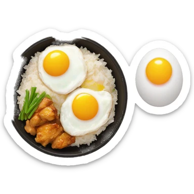 chicken thigh rice bowl with two eggs sticker