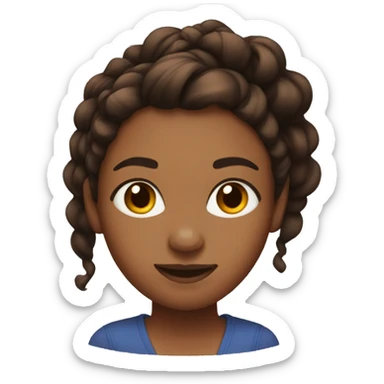 a brown skin women with dark ginger small twist hair in a ponytail  sticker