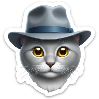 a grey cat with a fedora sticker