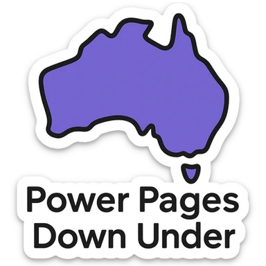 minimalist outlined icon of Australia map with thin lines, text 'Power Pages Down Under' in modern sans-serif font, color palette #403DAD, vibrant purple, #fff7ad accents, no extra icons or overlays sticker