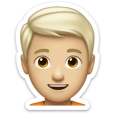 "Generate an emoji of a boy with white skin and short hair. Make sure his expression is friendly and approachable!" sticker