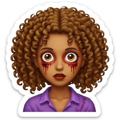 Faça um zumbi, com uma moça parda dos cabelos cacheados  sticker