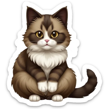 cinematic-[showshoe cat]-realistic-full-body-sitting-emoji,-tail-curled-playfully-around-its-paws,-head-tilted-dramatically,-fluffy-[dark brown mask]-fur,-simplified-yet-realistic-focused-features,-highly-detailed,-glowing-with-an-almost-sarcastic-glow sticker
