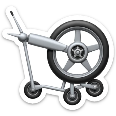 Emoji-style aircraft landing gear with a single wheel and strut, simplified design, clean lines, cartoon-like, isolated on white background, minimal shading sticker