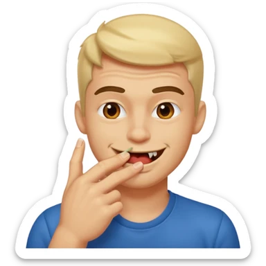 zesty guy biting nail while smirking sticker