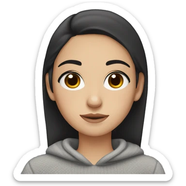 White Girl with Black hair and dark Brown eyes wearing a cozy pullover  sticker