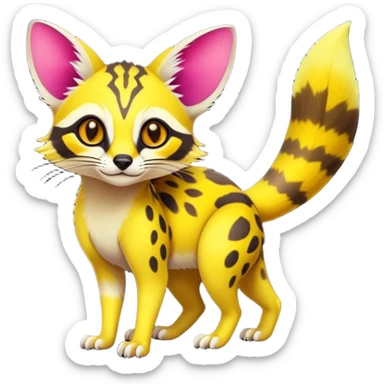 Exotic randomly colored colorful light cute lush neon-colored brightly colored Fakémon-Fionbri-Vernid-Genet-creature with markings (full body) sticker