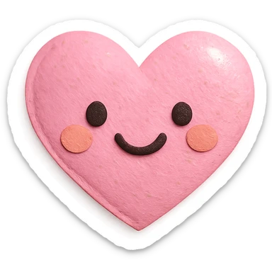 adorable pastel pink heart, glittery, soft shine, no arms or legs, full body, kawaii paper craft style sticker