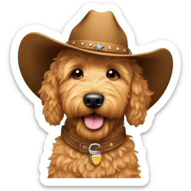 Golden doodle dog wearing a cowboy hat  sticker